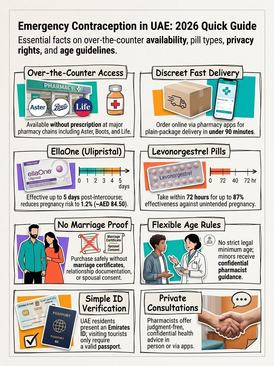 Emergency Contraception UAE 2026: Where To Buy, Age Rules, Privacy