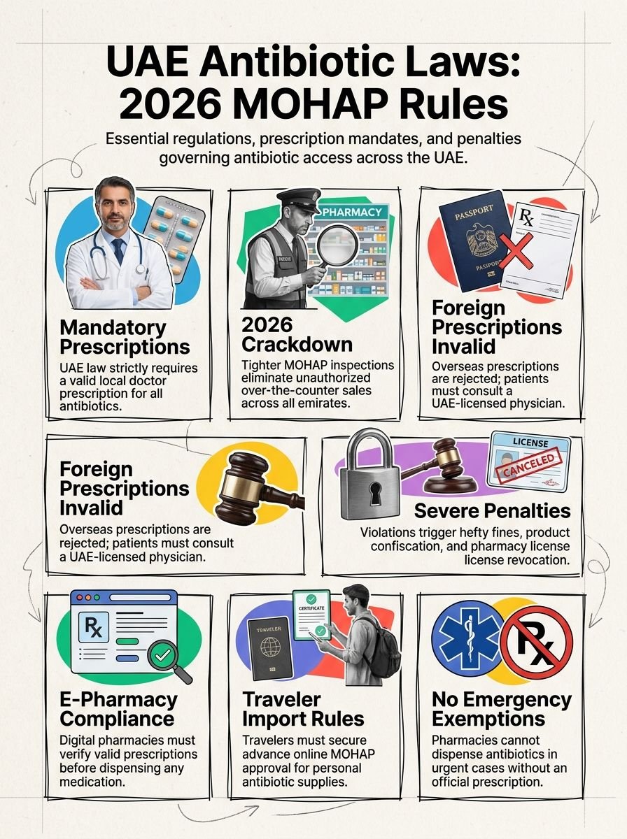 Antibiotics UAE 2026: Can You Buy Without Prescription? MOHAP Rules Antibiotics UAE 2026: Can You Buy Without Prescription? MOHAP Rules