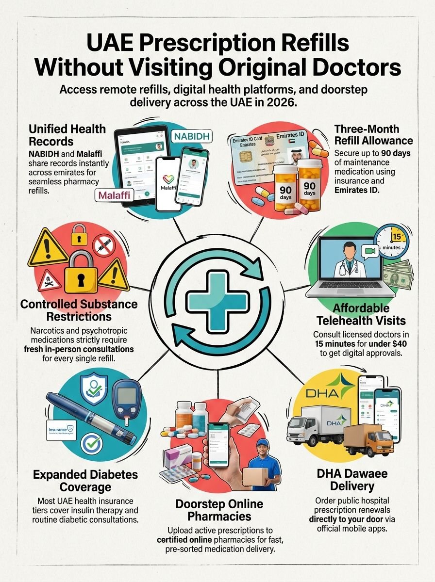 Prescription Refill UAE 2026: How To Get Medicine Without Original Doctor Prescription Refill UAE 2026: How To Get Medicine Without Original Doctor